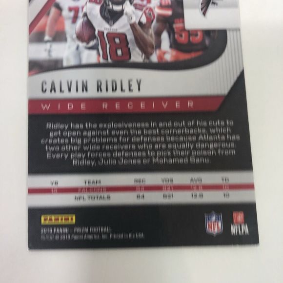 2019 Calvin Ridley Second Year Panini Prizm Card, #167 Atlanta Falcons - Picture 7 of 8